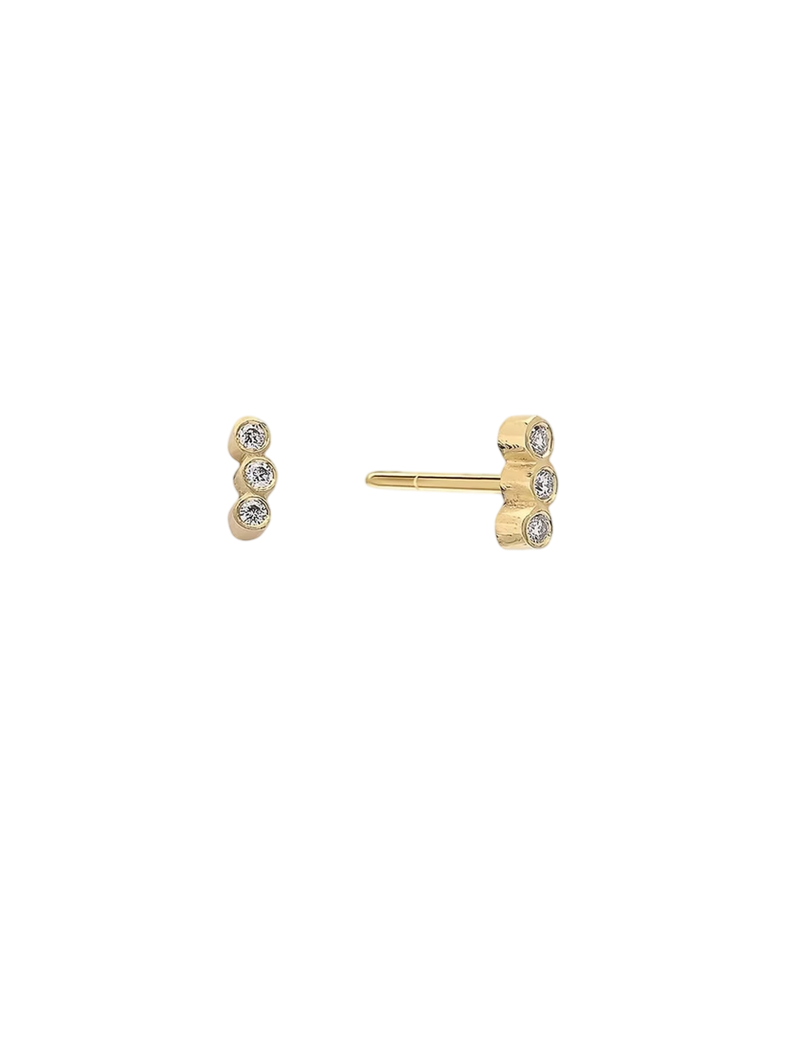 Three Diamonds Curve Stud Earrings
